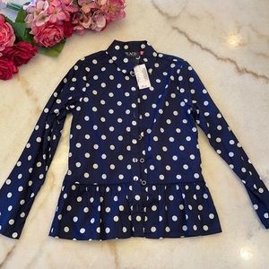 Navy & White Polka Dot Shirt S